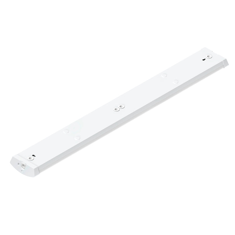 White surface-mounted LED strip light fixture.