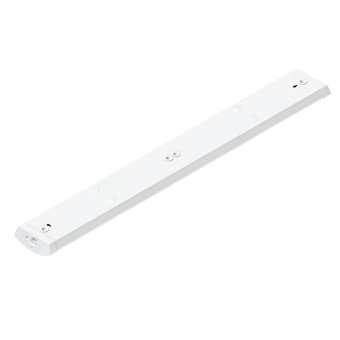 White surface-mounted LED strip light fixture.
