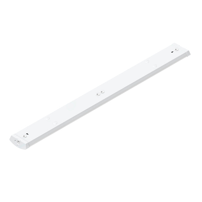 White surface-mounted LED strip light fixture.
