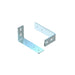 Two steel L-brackets with a polished finish and mounting holes.