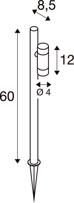 SLV 1011034 HELIA SLIM Pole, single, LED outdoor floor lamp, IP65, 2200 K, black (MD12)