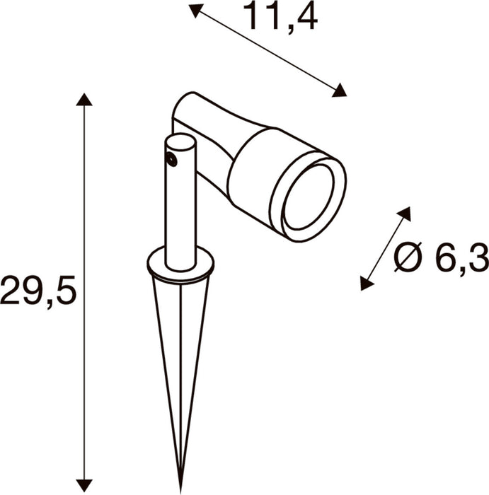 SLV 1011598 SYNA GARDEN, SP, ground spike luminaire, 150 cm connection cable, IP44/IP65, 2200 K, 6.2 W, 36°, black (MD12)