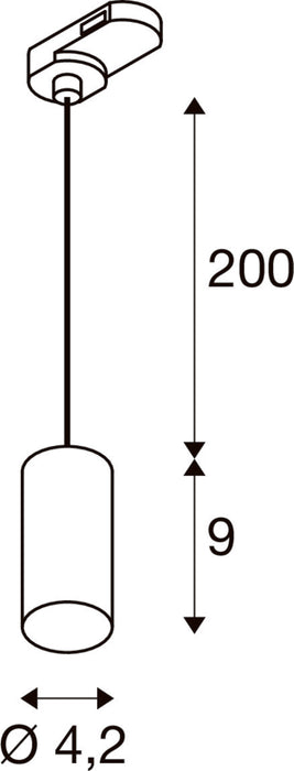 SLV 1011725 ENOLA 2.0 M, 3~ pendant luminaire, SINGLE, GU10 MINI, PAR11, 1 x 5 W, black (MD12)