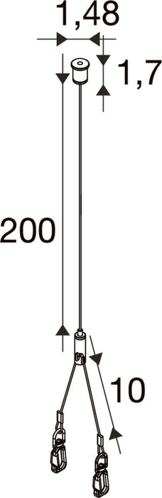 SLV 1011842 BATTEN INDUSTRY C+P, SCK 2000 STEEL CABLE SUSPENSION KITS 2000MM (MD12)