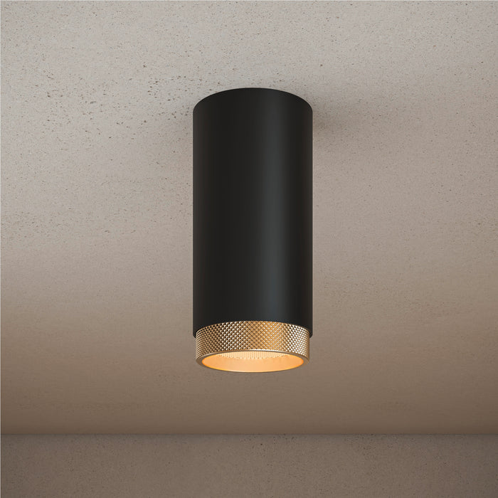 SLV 1011849 GRIP! L, CL, QPAR51, Surface-mounted ceiling luminaire, GU10, 1 x 6 W, gold / black (MD02)