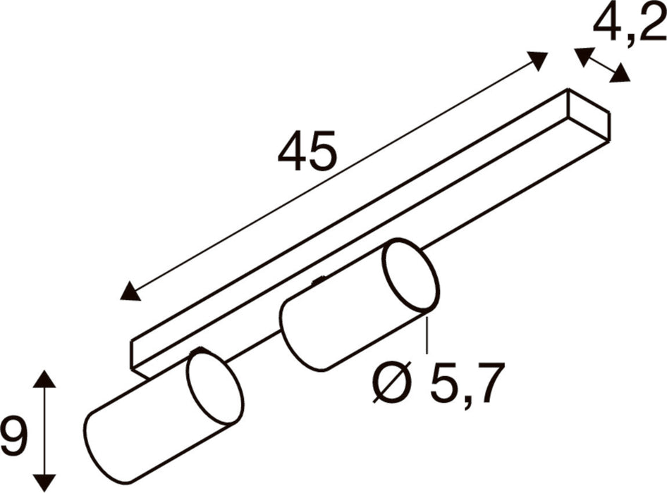 SLV 1011885 ENOLA 2.0 M, CL, DOUBLE, QPAR51, LONG, ceiling surface-mounted luminaire, 2 x 10 W, black (MD12)