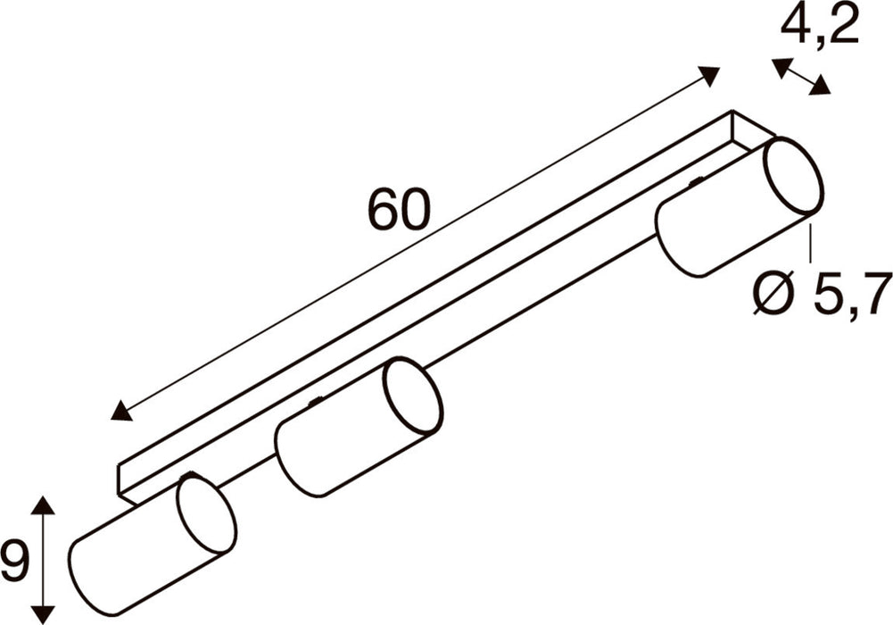 SLV 1011887 ENOLA 2.0 M, CL, TRIPPLE, QPAR51, LONG, ceiling surface-mounted luminaire, 3 x 10 W, black (MD12)
