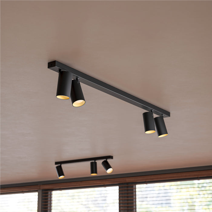 SLV 1011889 ENOLA 2.0 M, CL, QUAD, QPAR51, LONG, ceiling surface-mounted luminaire, 4 x 10 W, black (MD02)