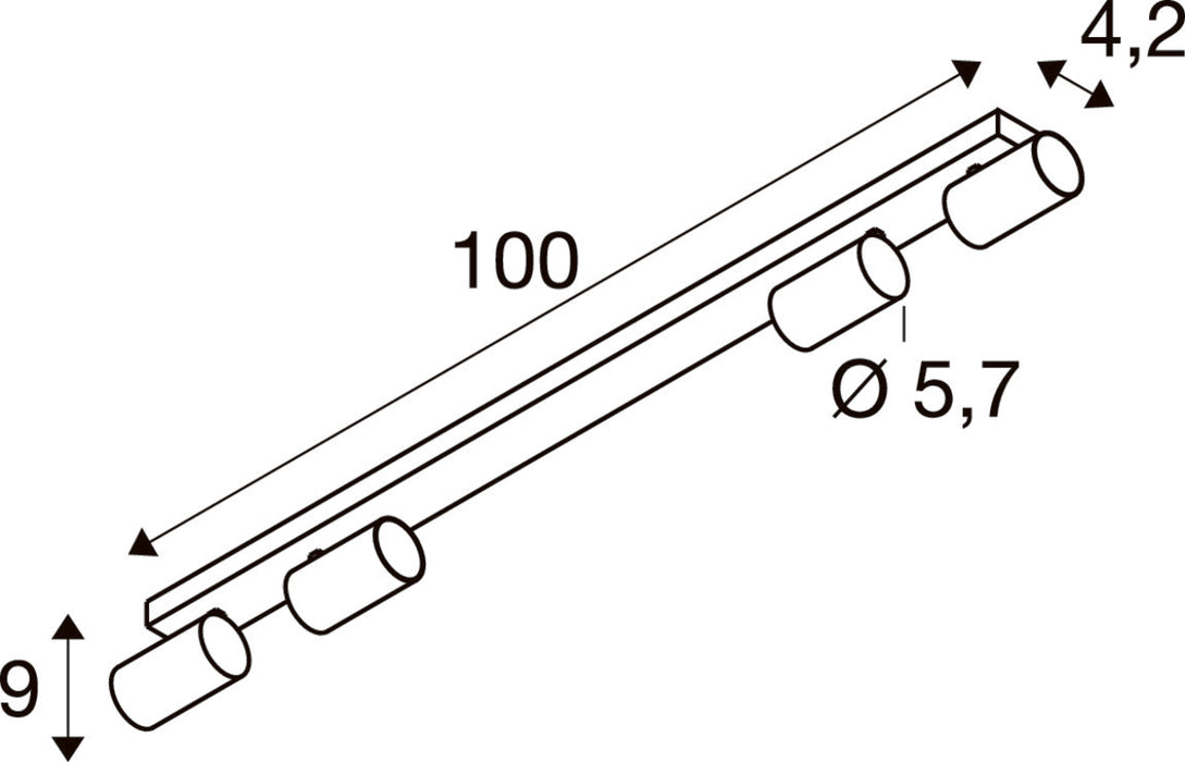 SLV 1011890 ENOLA 2.0 M, CL, QUAD, QPAR51, LONG, ceiling surface-mounted luminaire, 4 x 10 W, white (MD12)