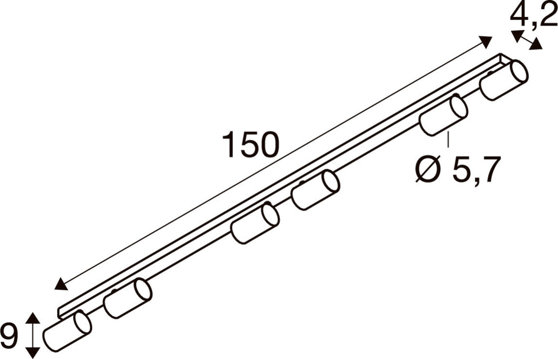 SLV 1011892 ENOLA 2.0 M, CL, SIX, QPAR51, LONG, ceiling surface-mounted luminaire, 6 x 10 W, white (MD12)
