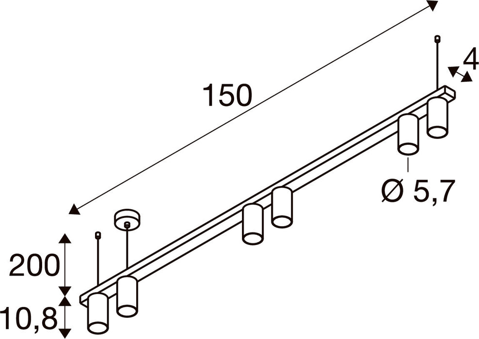 SLV 1011908 ENOLA 2.0 M, PD, SIX, LONG, QPAR51, pendant luminaire, 6 x 10 W, white (MD12)