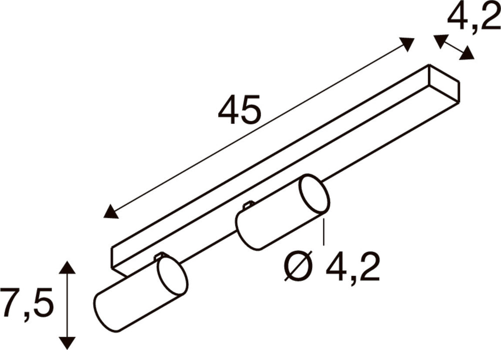 SLV 1011912 ENOLA 2.0 S, CL, DOUBLE, GU10 MINI, PAR11, LONG, Surface-mounted ceiling luminaire, 2 x 5 W, white (MD12)