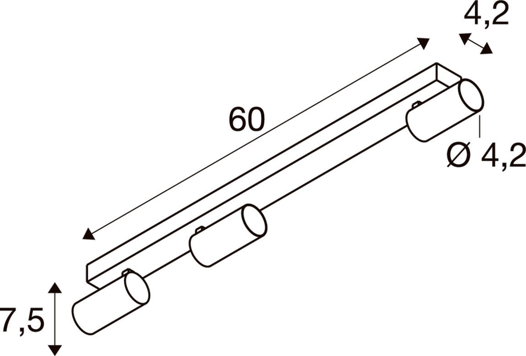 SLV 1011914 ENOLA 2.0 S, CL, TRIPPLE, GU10 MINI, PAR11, LONG, Surface-mounted ceiling luminaire, 3 x 5 W, white (MD12)