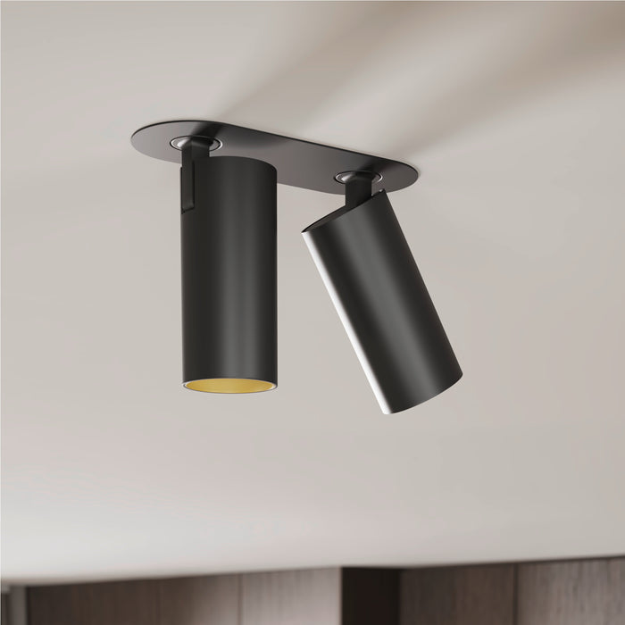 SLV 1011921 ENOLA 2.0 S, RL, DOUBLE, GU10 MINI, PAR11, Recessed ceiling luminaire, 2 x 5 W, black (MD02)