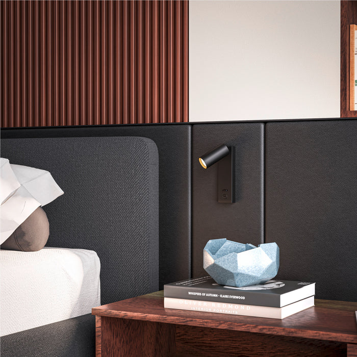SLV 1011923 ENOLA 2.0 S, WL, SINGLE, GU10 MINI, PAR11, BEDSIDE, USB C, Surface-mounted wall luminaire, 1 x 5 W, black (MD02)