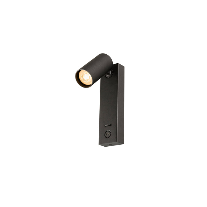 SLV 1011923 ENOLA 2.0 S, WL, SINGLE, GU10 MINI, PAR11, BEDSIDE, USB C, Surface-mounted wall luminaire, 1 x 5 W, black (MD01)