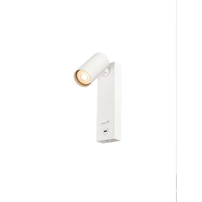 SLV 1011924 ENOLA 2.0 S, WL, SINGLE, GU10 MINI, PAR11, BEDSIDE, USB C, Surface-mounted wall luminaire, 1 x 5 W, white (MD01)
