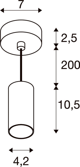 SLV 1011930 ENOLA 2.0 S, PD, SINGLE, GU10 MINI, PAR11, Pendant luminaire, 1 x 5 W, white (MD12)
