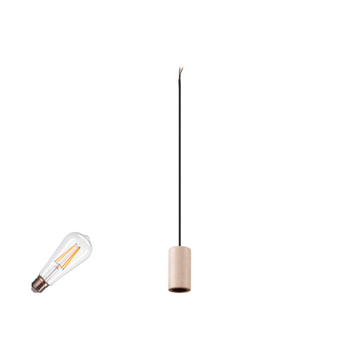 SLV 1012091 FITU LAMP SET, PD, STONE, INCL. E27 LAMP AND 3PH. ADAPTER, 3~ pendant luminaire, pendant: 500 cm, 2700 K, E27, 1 x 15 W, 7.5 W, PHASE, 320°, beige (MD01)