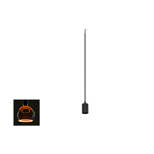 SLV 1012111 FITU LAMP SET, PD, RIBBED, INCL. E27 LAMP AND 3-PHASE ADAPTER, 3~ pendant luminaire, pendant: 500 cm, 1900 K, Globe 125, 1 x 15 W, 6 W, 330°, black (MD01)
