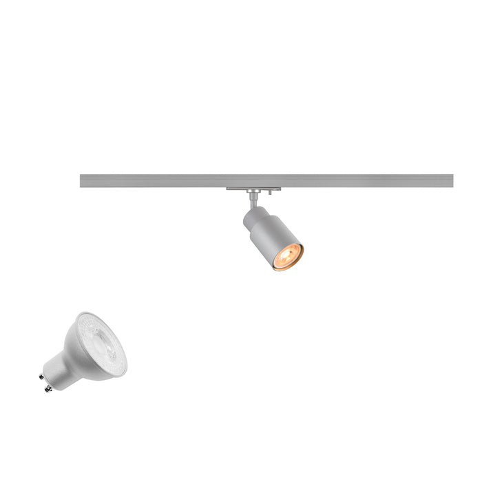 SLV 1012051 PURI 2.0 LAMP SET, Tube, 1~ Spot, INCL. PAR16 GU10, 3000 K, GU10, 1 x 6 W, PHASE, 38°, grey (MD01)
