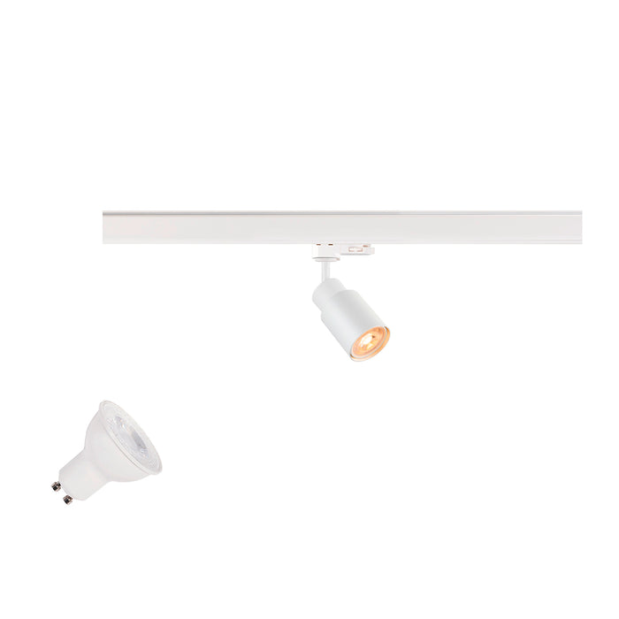 SLV 1012072 PURI 2.0 LAMP SET, Tube, 3~ Spot, INCL. PAR16 GU10, 3000 K, GU10, 1 x 6 W, PHASE, 38°, white (MD01)