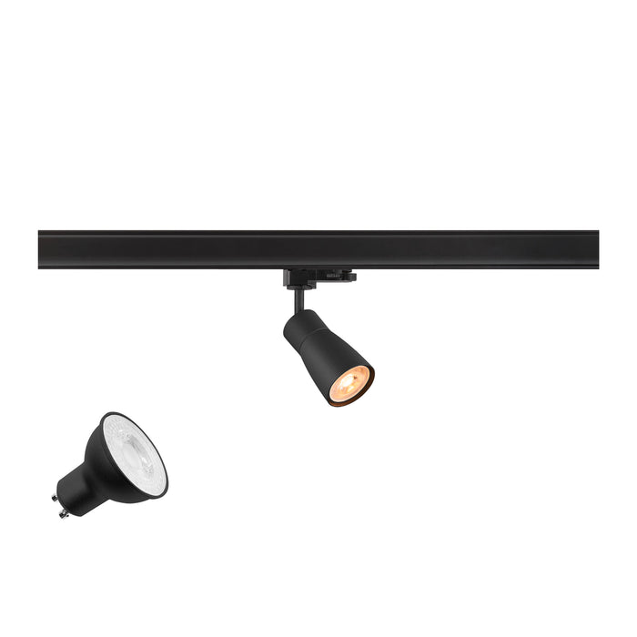 SLV 1012081 PURI 2.0 LAMP SET, Dome, 3~ Spot, INCL. PAR16 GU10, 3000 K, GU10, 1 x 6 W, PHASE, 38°, black (MD01)
