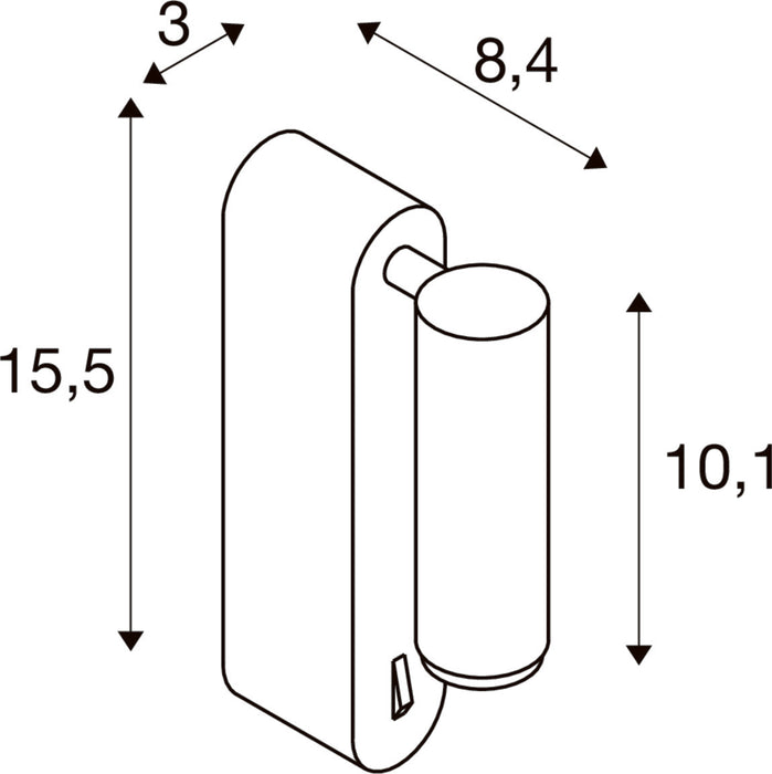 SLV 1012178 GRIP! S, WL, ON/OFF SWITCH, wall-mounted luminaire, 2700 K, 4.6 W, 29°, white / black (MD12)
