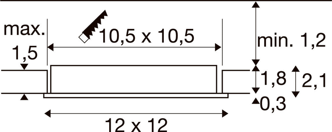 SLV 1012199 SENSER 2.0 12, RL, square, PHASE, recessed ceiling luminaire, 3000 K / 4000 K, 8.4 W, 90°, white (MD12)