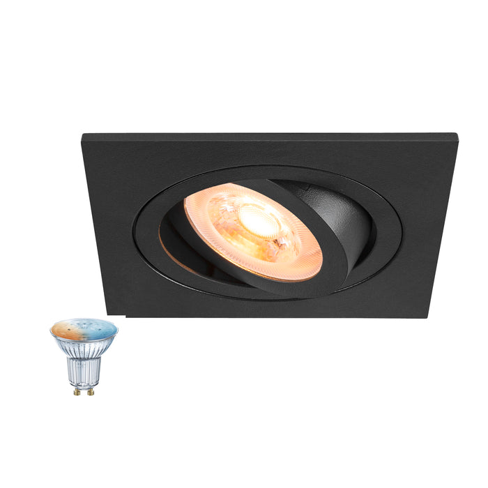 SLV 1012490 NEW TRIA 75 SMART SET, DL, SQUARE, GU10, PAR16, ZIGBEE, TW, recessed ceiling luminaire, black (MD01)