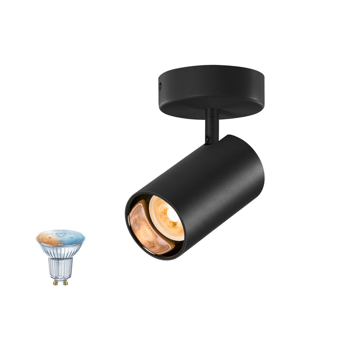 SLV 1012504 ASTO TUBE SMART SET, CW, SINGLE, GU10, PAR16, ZIGBEE, TW, surface-mounted wall and ceiling luminaire, black (MD01)