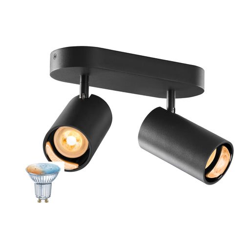 SLV 1012506 ASTO TUBE SMART SET, CW, DOUBLE, GU10, PAR16, ZIGBEE, TW, surface-mounted wall and ceiling luminaire, black (MD01)