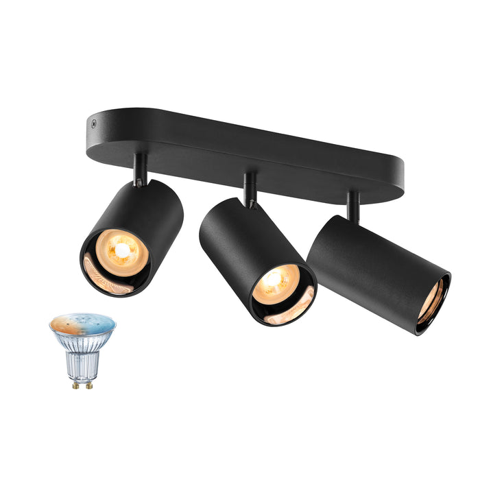 SLV 1012508 ASTO TUBE SMART SET, CW, TRIPLE, GU10, PAR16, ZIGBEE, TW, surface-mounted wall and ceiling luminaire, black (MD01)