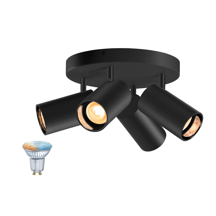 SLV 1012510 ASTO TUBE SMART SET, CW, QUADRUPLE, GU10, PAR16, ZIGBEE, TW, surface-mounted wall and ceiling luminaire, black (MD01)
