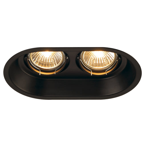 SLV Aluminium HORN 2, recessed fitting, double-headed, QPAR51, oval, matt black, max. 100W, tiltable, incl. clip springs