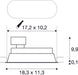 Dimensioned drawing of SLV Aluminium HORN 2, recessed fitting, double-headed, QPAR51, oval, matt black, max. 100W, tiltable, incl. clip springs