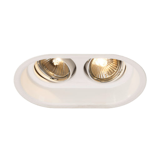 SLV Aluminium HORN 2, recessed fitting, double-headed, QPAR51, oval, matt white, max. 100W, tiltable, incl. clip springs