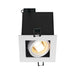 Square recessed ceiling light, white finish, with black housing.