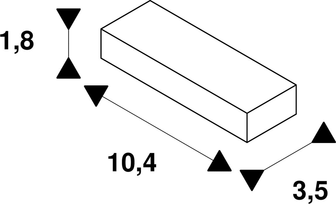 Dimensioned drawing of SLV FEED-IN, for 1-phase high-voltage surface-mounted track, white, earth electrode right