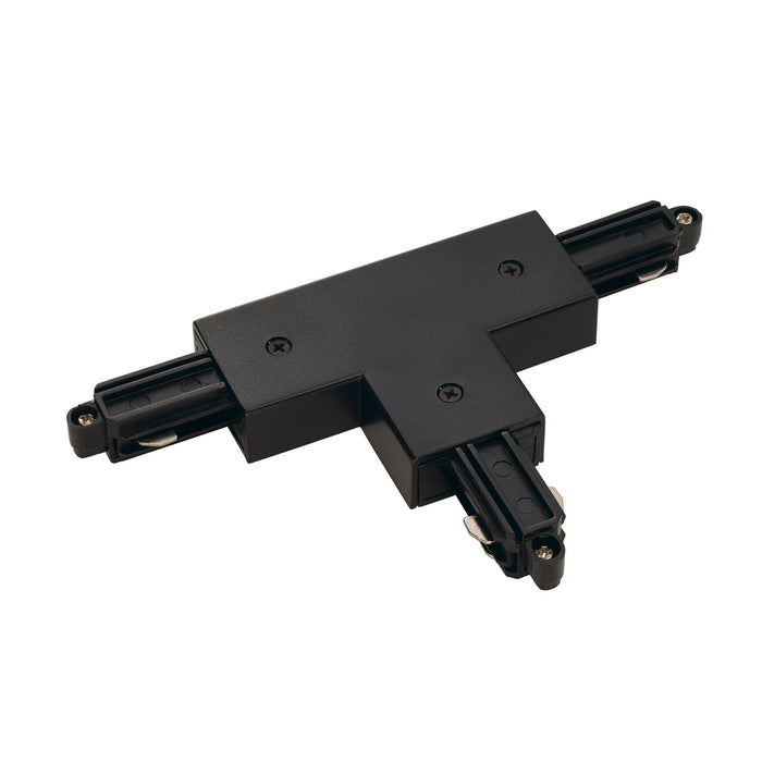 SLV T-connector for 1-circuit track, surface-mounted, outer earth, left, black