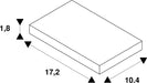 Dimensioned drawing of SLV T-connector for 1-circuit track, surface-mounted, outer earth, left, black