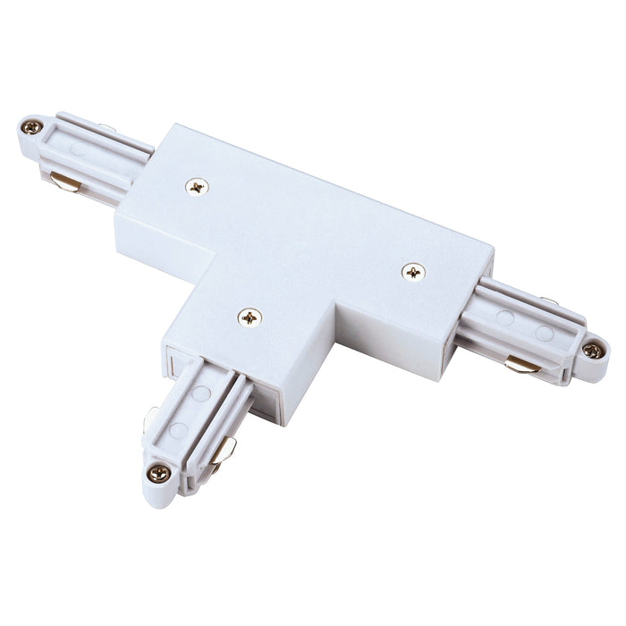 SLV T-connector for 1-circuit track, surface-mounted, outer earth, left, white,