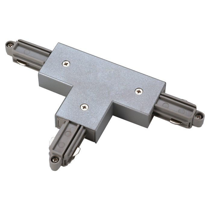 SLV T-connector for 1-circuit track, surface-mounted, outer earth, left, silver-grey