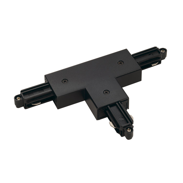 SLV T-connector for 1-circuit track, surface-mounted, outer earth, right, black