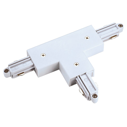 SLV T-connector for 1-circuit track, surface-mounted, outer earth, right, white