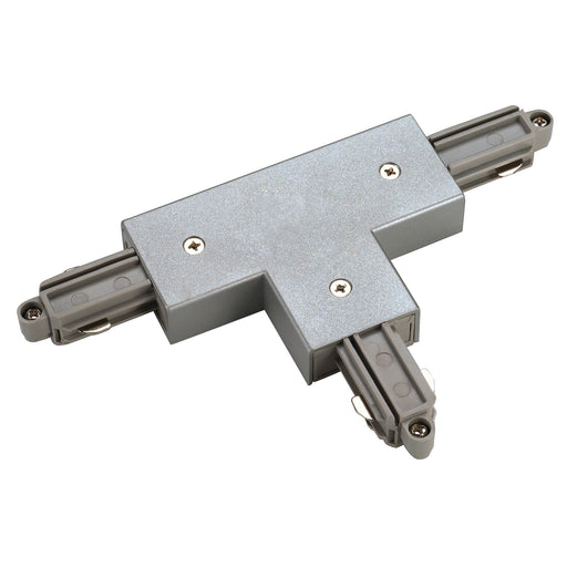 SLV T-connector for 1-circuit track, surface-mounted, outer earth, right, silver-grey