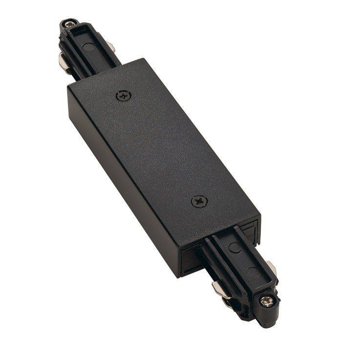 SLV LONG CONNECTOR, for 1-phase high-voltage surface-mounted track, black, with feed-in capability