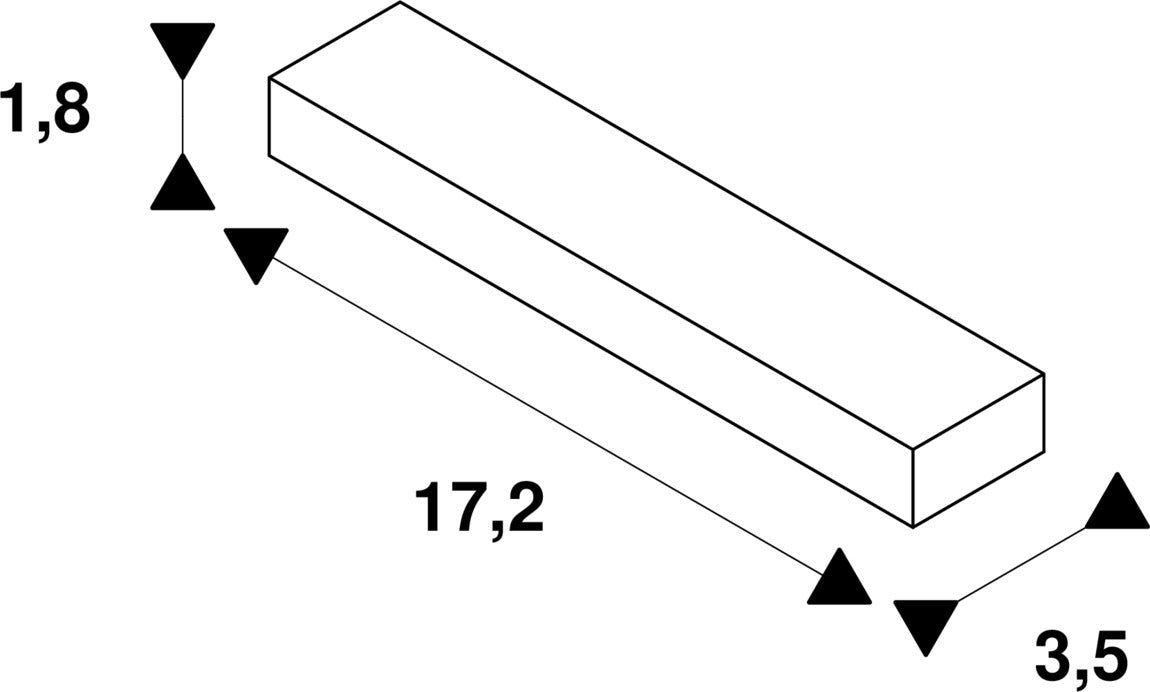 Dimensioned drawing of SLV LONG CONNECTOR, for 1-phase high-voltage surface-mounted track, black, with feed-in capability