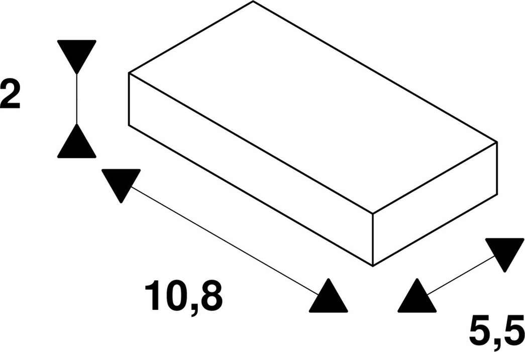 Dimensioned drawing of SLV FEED-IN, for 240V 1-phase recessed track, white, earth electrode left