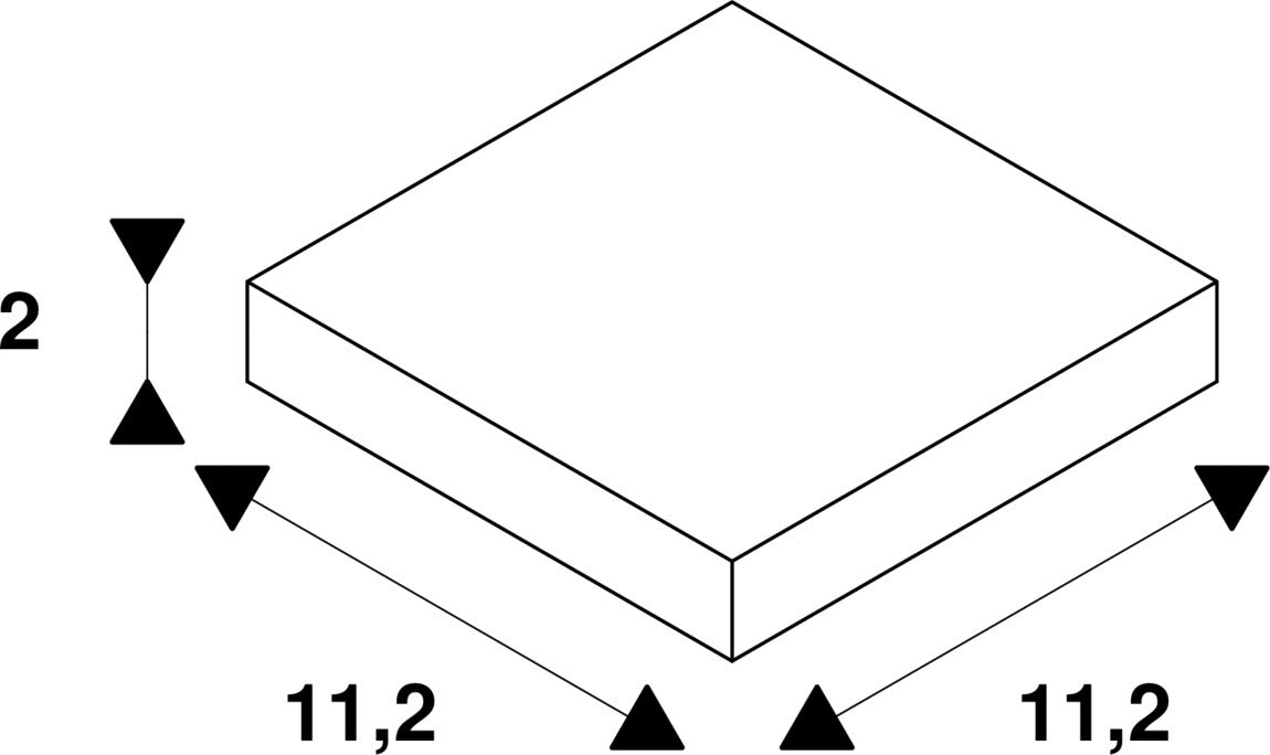 Dimensioned drawing of SLV CORNER CONNECTOR, for 240V 1-phase recessed track, white, earth electrode outside